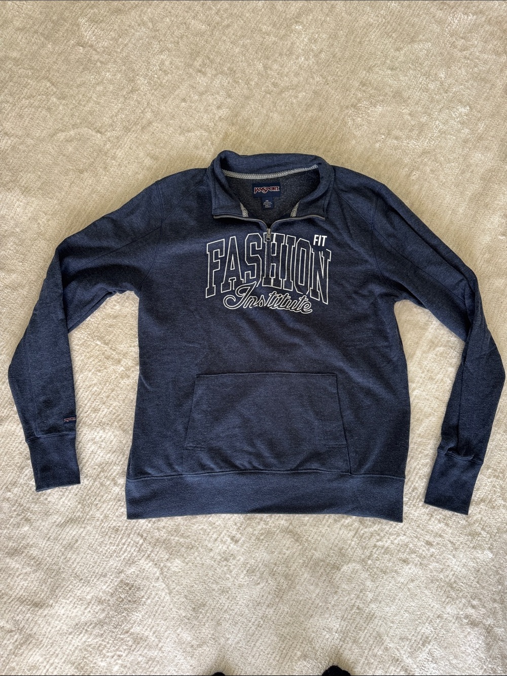 Jansport Navy Heather Zip-Up Hoodie with Contrast Trim